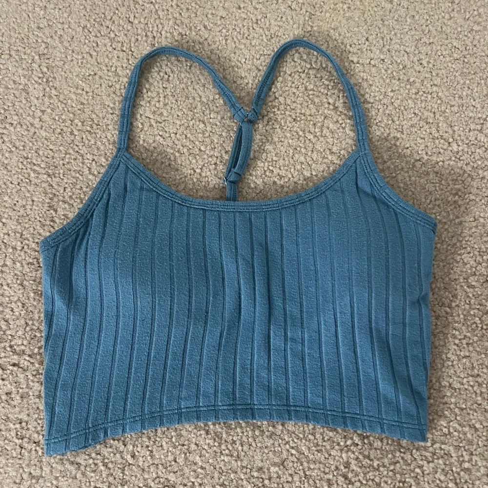 Gilly Hicks Teal Ribbed Crop Top